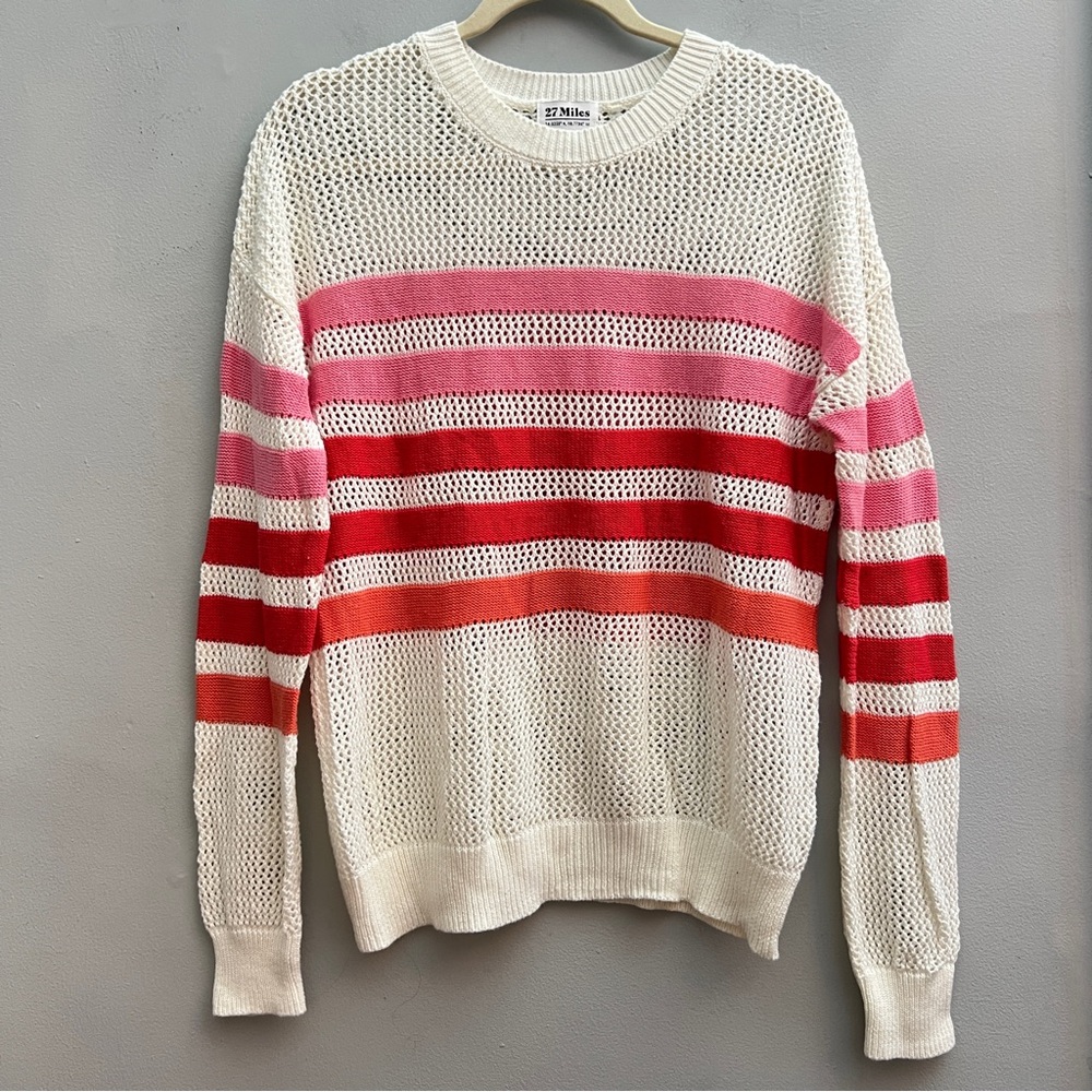 27 Miles Malibu Open Crochet Sweater, Size Medium
